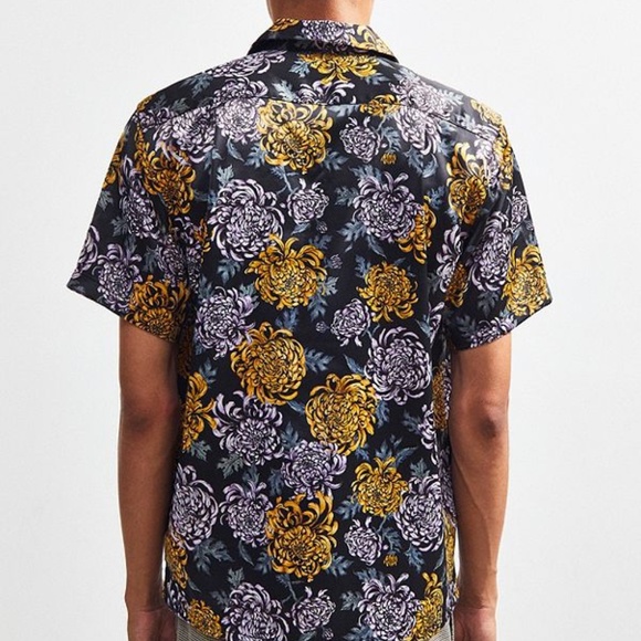 Liam Floral Satin Short Sleeve Button-Down Shirt - Picture 2 of 5